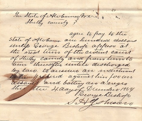 State vs Hubbard and Bishop Regarding Assault of Two Slaves 11B Packet 117